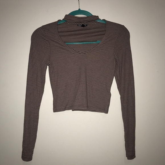 Topshop Tops - Super cute pink and black striped crop top.